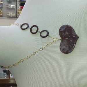 Stone heart asymmetrical necklace